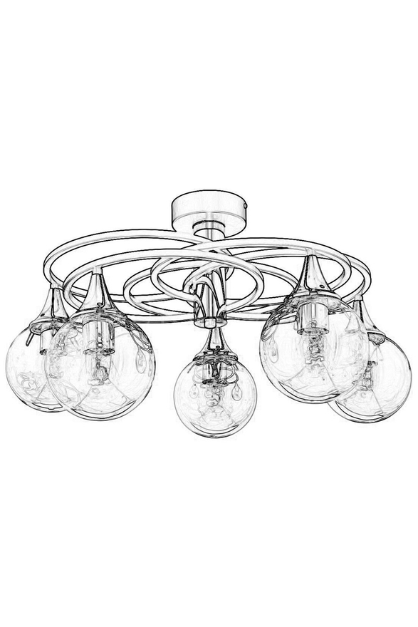 Luxury AR-1661-5BSY Black Boyalı Modern Chandelier E27 Metal Cam 60cm - 3