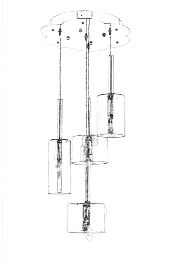 Luxury AV-60043-4KT Krom Kaplama Modern Avize E14 Metal Cam 35cm - 2