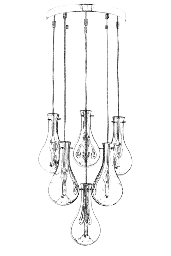 Luxury AV-60092-6KT Krom Kaplama Modern Avize E14 Metal Cam 50cm - 2