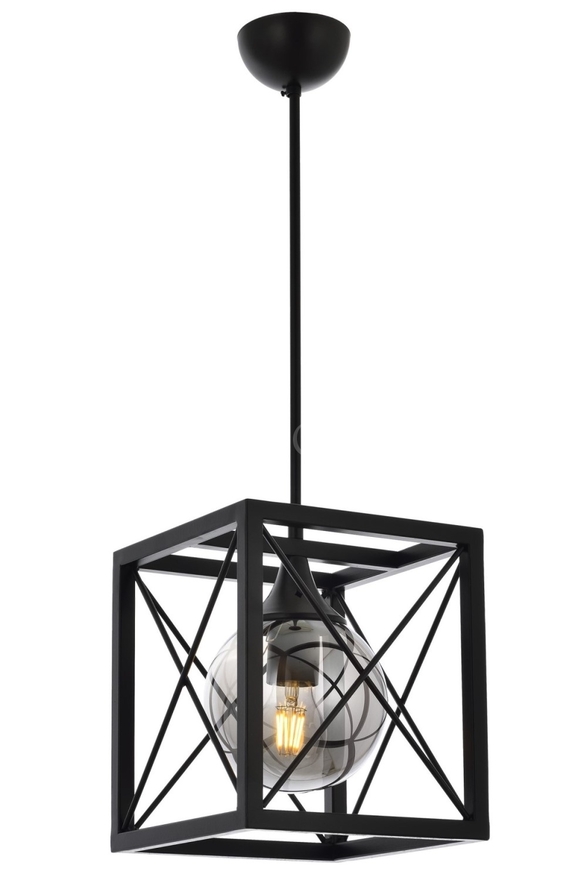 Luxury AV-60127-1BSY Siyah Boyalı Modern Avize E27 Metal Cam 25x25cm - Luxury Avize ve Aydınlatma