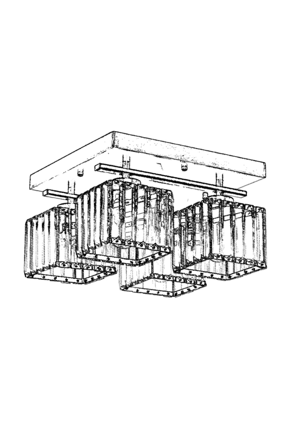 Luxury AV-60230-4E Eskitme Kaplama Modern Avize E27 Metal Kristal 40x40cm - 2