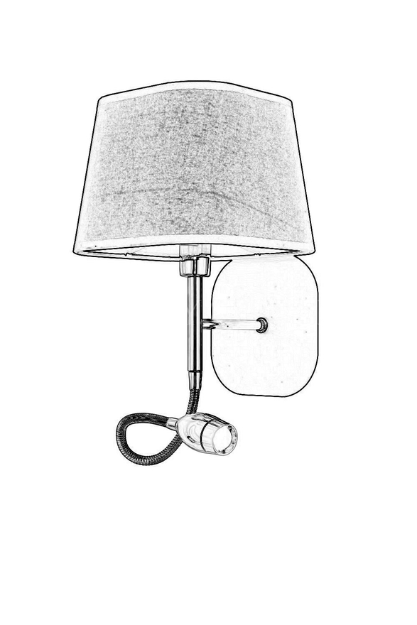 Luxury HAP-9071-1BS-LED Black Boyalı Aplik E14 Metal Kumaş 18x22cm - 2