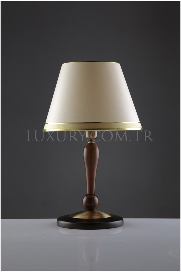 Luxury HML-9046-1E Eskitme Kaplama Desk Lamp E27 Metal Wood Kumaş 35cm - 1