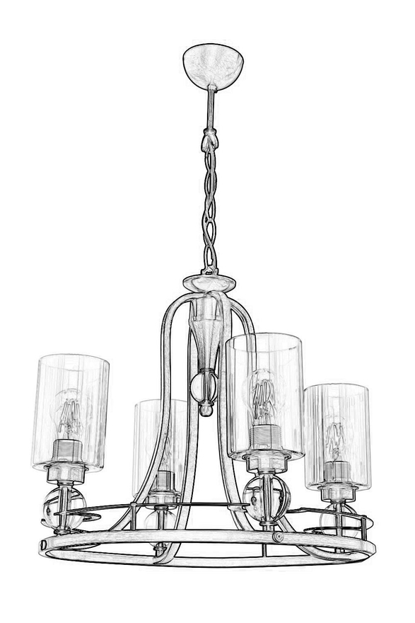 Luxury L-1597-4E Eskitme Kaplama Modern Chandelier E27 Metal Cam 50cm - 3