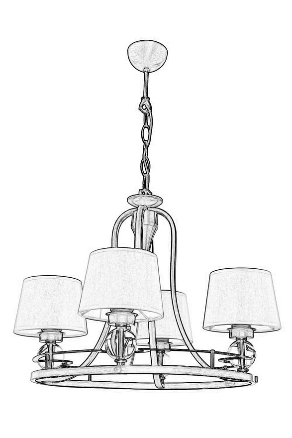 Luxury L-1597-4ES Eskitme Kaplama Modern Chandelier E27 Metal Cam Kumaş 52cm - 4