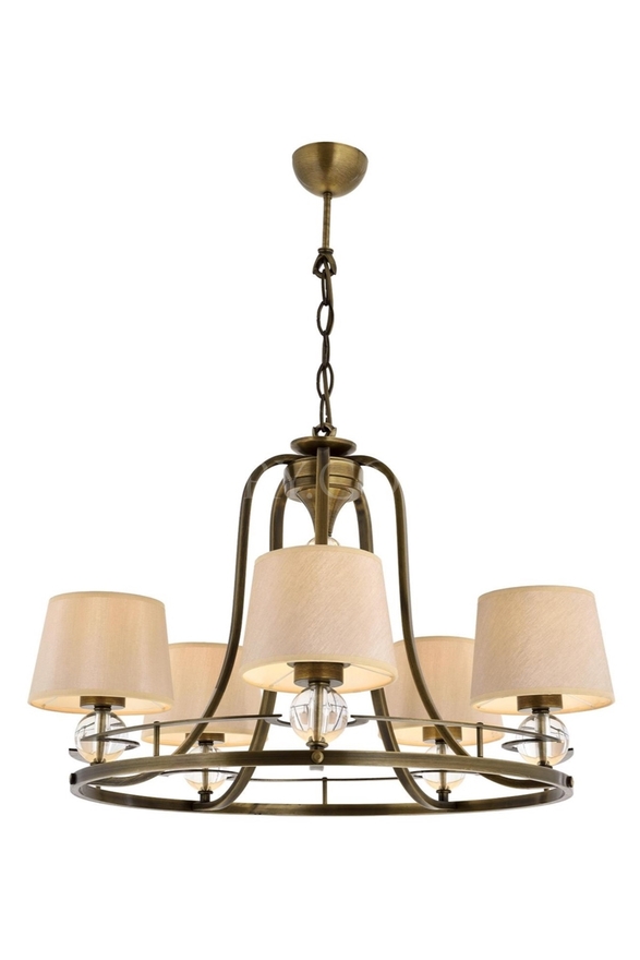 Luxury L-1597-5ES Eskitme Kaplama Modern Chandelier E27 Metal Cam Kumaş 65cm - 1