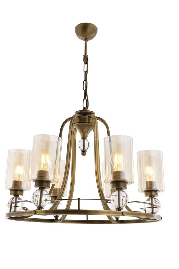 Luxury L-1597-6E Eskitme Kaplama Modern Chandelier E27 Metal Cam 62cm - 1