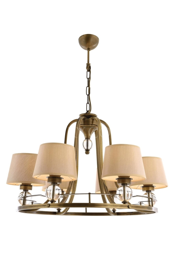 Luxury L-1597-6ES Eskitme Kaplama Modern Chandelier E27 Metal Cam Kumaş 65cm - 1