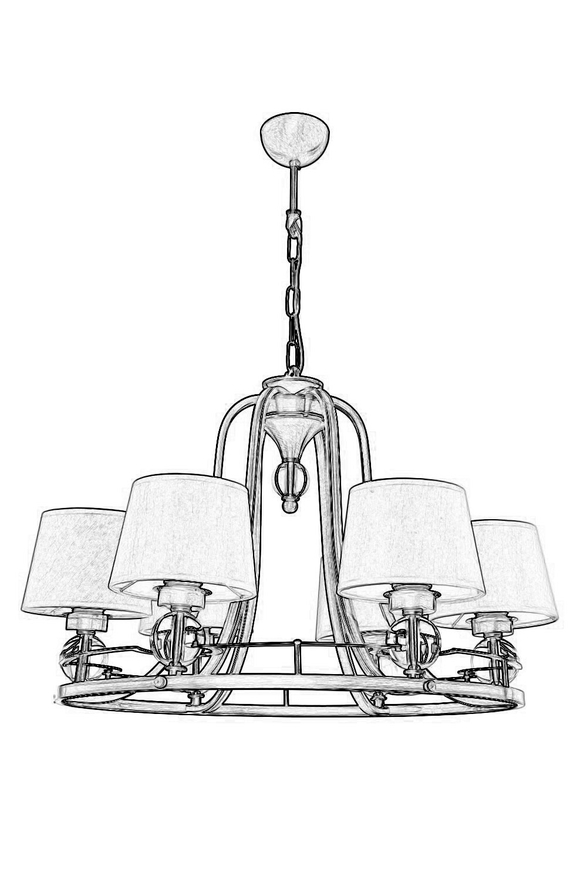 Luxury L-1597-6ES Eskitme Kaplama Modern Chandelier E27 Metal Cam Kumaş 65cm - 5