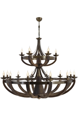 Luxury L-1644-12+6E Eskitme Kaplama Modern Chandelier E14 Metal Wood 147cm - Luxury Avize ve Aydınlatma