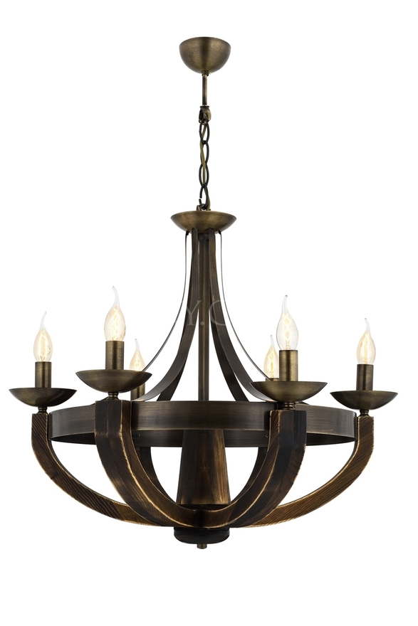 Luxury L-1644-6E Eskitme Kaplama Modern Chandelier E14 Metal Wood 70cm - 1