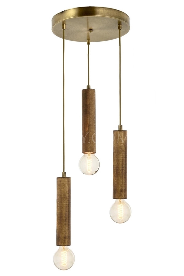 Luxury L-1651-3ET Eskitme Kaplama Modern Chandelier E27 Wood 35cm - 1