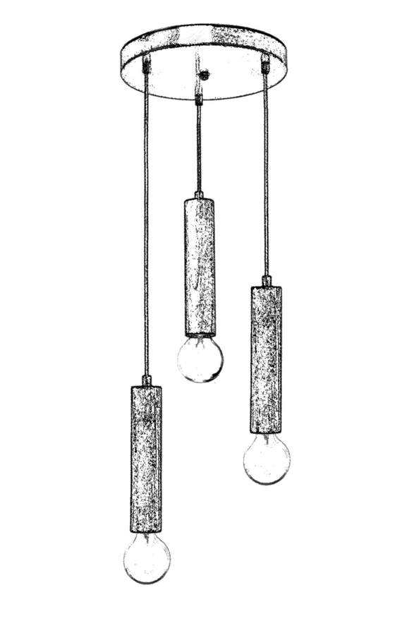 Luxury L-1651-3ET Eskitme Kaplama Modern Chandelier E27 Wood 35cm - 2