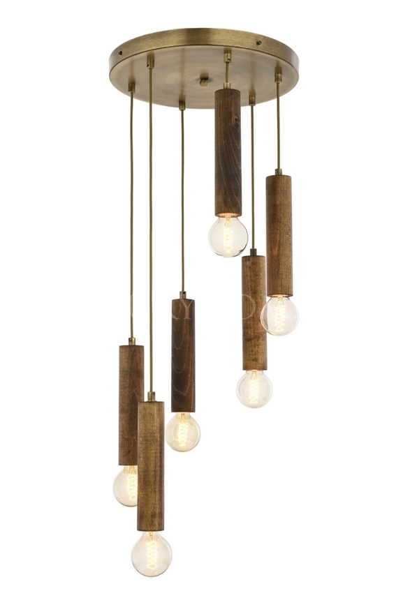 Luxury L-1651-6ET Eskitme Kaplama Modern Chandelier E27 Wood 40cm - 1