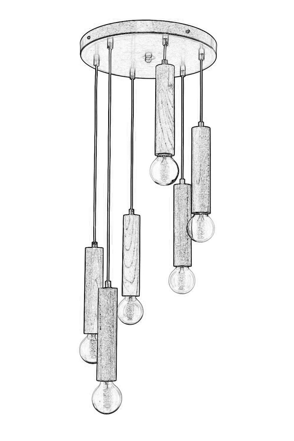 Luxury L-1651-6ET Eskitme Kaplama Modern Chandelier E27 Wood 40cm - 3