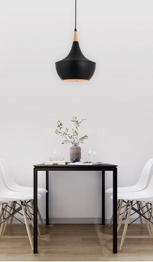 Luxury L-4106-A7-BSY Black Boyalı Modern Chandelier E27 Metal Wood 40cm - 2