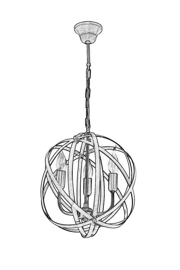 Luxury L-4183-3E Eskitme Kaplama Modern Chandelier E14 Metal 36cm - 2