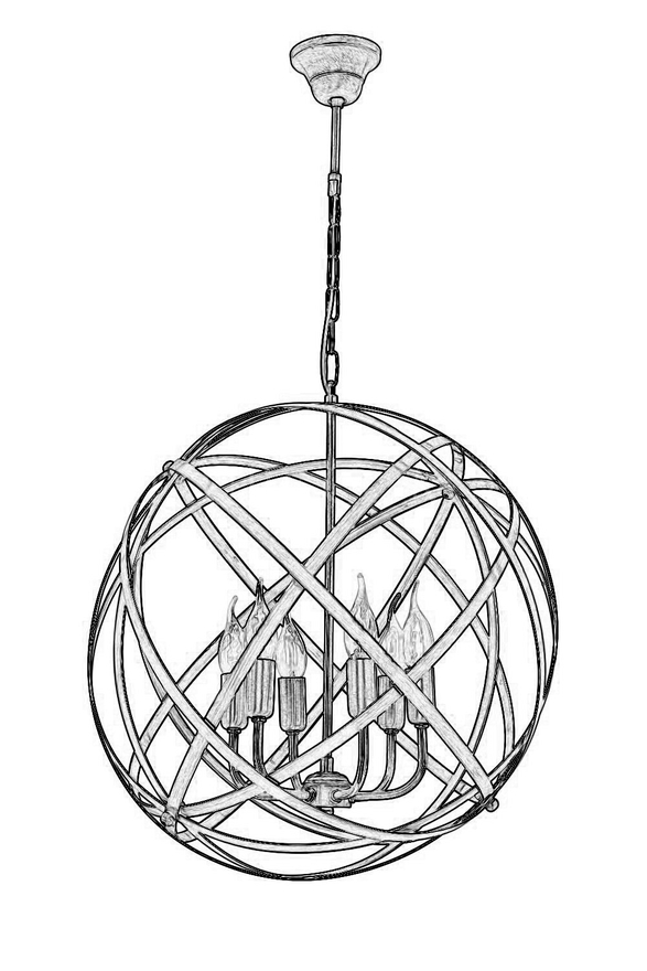 Luxury L-4183-6E Eskitme Kaplama Modern Chandelier E14 Metal 50cm - 5