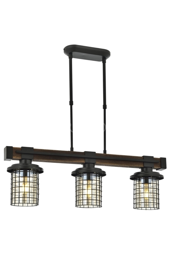 Luxury L-60002-3EY Eskitme Kaplama Modern Chandelier E27 Metal Wood Cam 75x15cm - 1