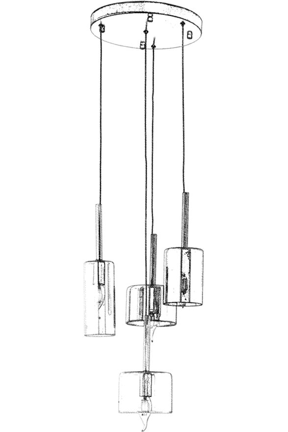 Luxury L-60043-4ET-BF Eskitme Kaplama Modern Chandelier E14 Metal Cam 35cm - 3