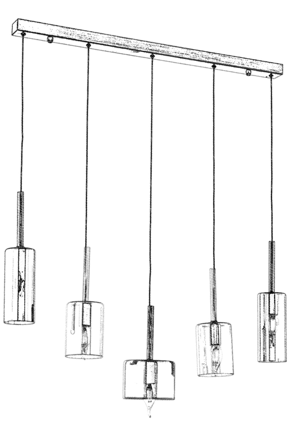 Luxury L-60043-5EY-BF Eskitme Kaplama Modern Chandelier E14 Metal Cam 70x15cm - 3