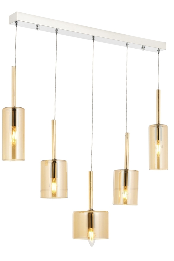 Luxury L-60043-5KY Krom Kaplama Modern Chandelier E14 Metal Cam 70x15cm - Luxury Avize ve Aydınlatma