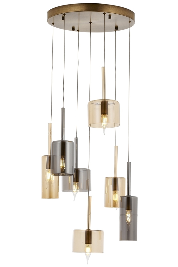 Luxury L-60043-7ET-BF Eskitme Kaplama Modern Chandelier E14 Metal Cam 45cm - 1