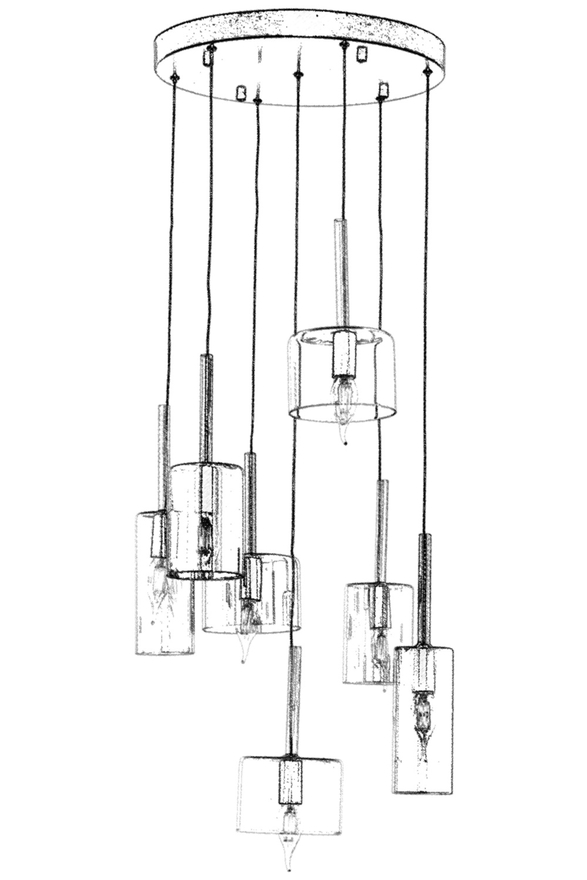 Luxury L-60043-7ET-BF Eskitme Kaplama Modern Chandelier E14 Metal Cam 45cm - 3