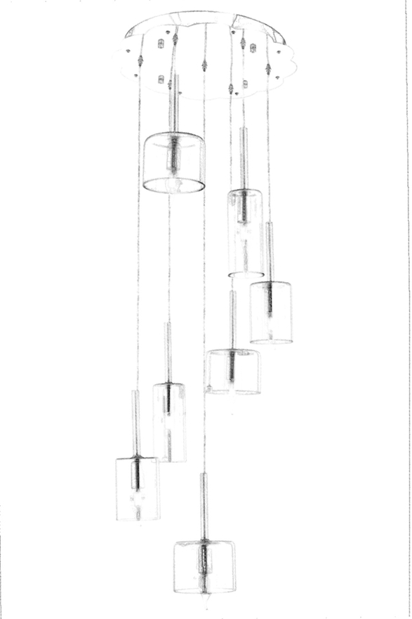 Luxury L-60043-7KT Krom Kaplama Modern Chandelier E14 Metal Cam 45cm - 2