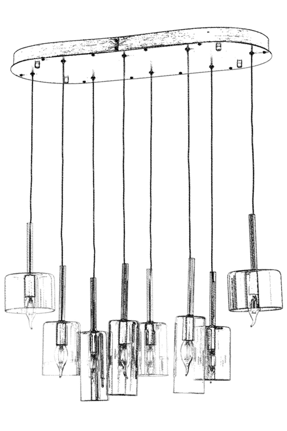 Luxury L-60043-E-ELLIPSE-BF Eskitme Kaplama Modern Chandelier E14 Metal Cam 70x35cm - 3