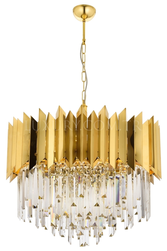 Luxury L-60101-S55 Sarı Kaplama Modern Chandelier E27 Metal Kristal 55cm - Luxury Avize ve Aydınlatma