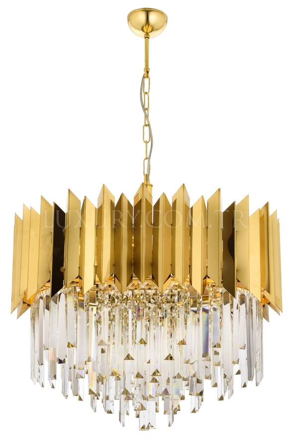 Luxury L-60101-S55 Sarı Kaplama Modern Chandelier E27 Metal Kristal 55cm - 1