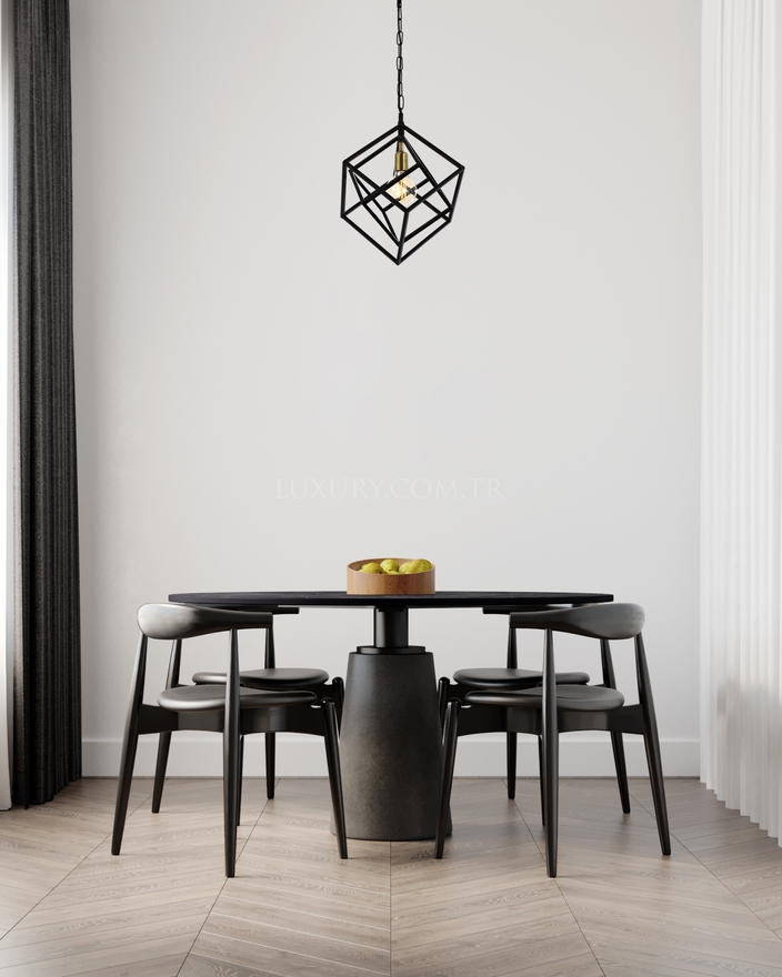 Luxury L-60117-1BSY Black Boyalı Modern Chandelier E27 Metal 40cm - 2