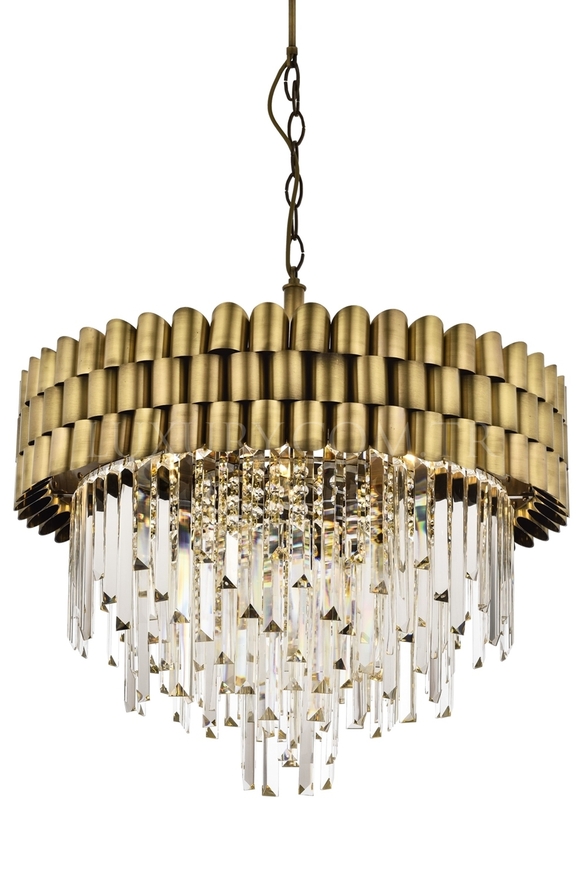 Luxury L-60122-E60 Eskitme Kaplama Classic Chandelier E27 Metal Kristal Cam 60cm - 1