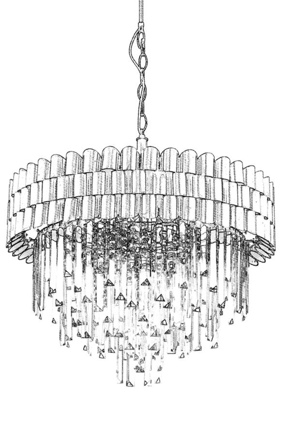 Luxury L-60122-E60 Eskitme Kaplama Classic Chandelier E27 Metal Kristal Cam 60cm - 2