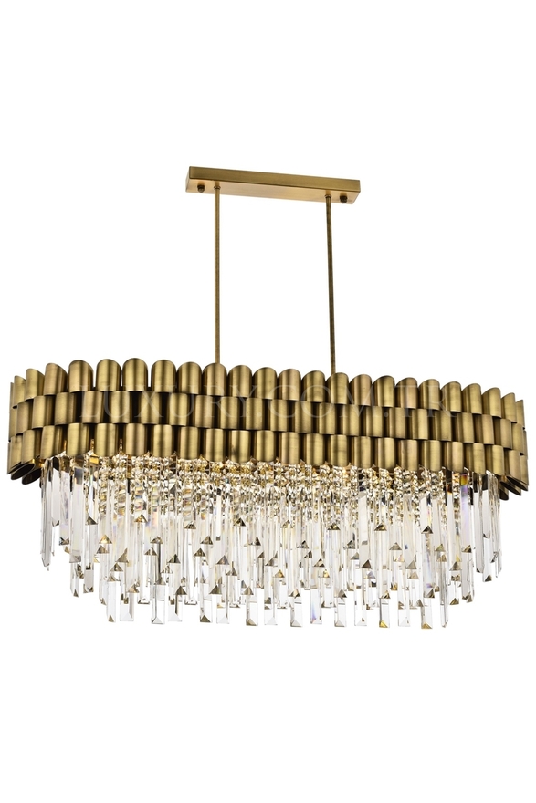 Luxury L-60122-ELLIPSE Eskitme Kaplama Classic Chandelier E27 Metal Kristal Cam 80x40cm - 1