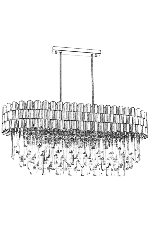 Luxury L-60122-ELLIPSE Eskitme Kaplama Classic Chandelier E27 Metal Kristal Cam 80x40cm - 2