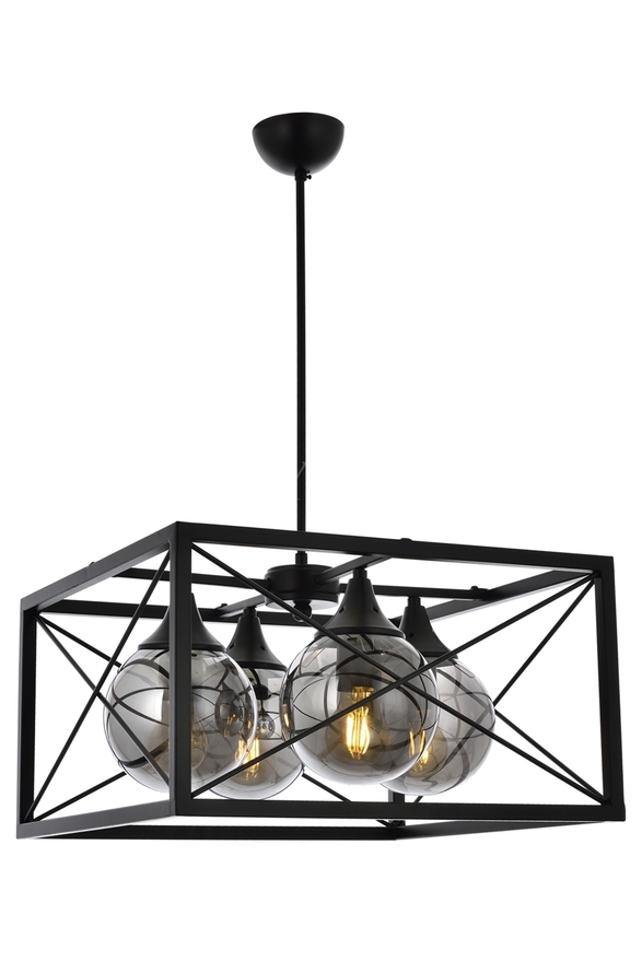 Luxury L-60127-4BSY Black Boyalı Modern Chandelier E27 Metal Cam 45cm - 1