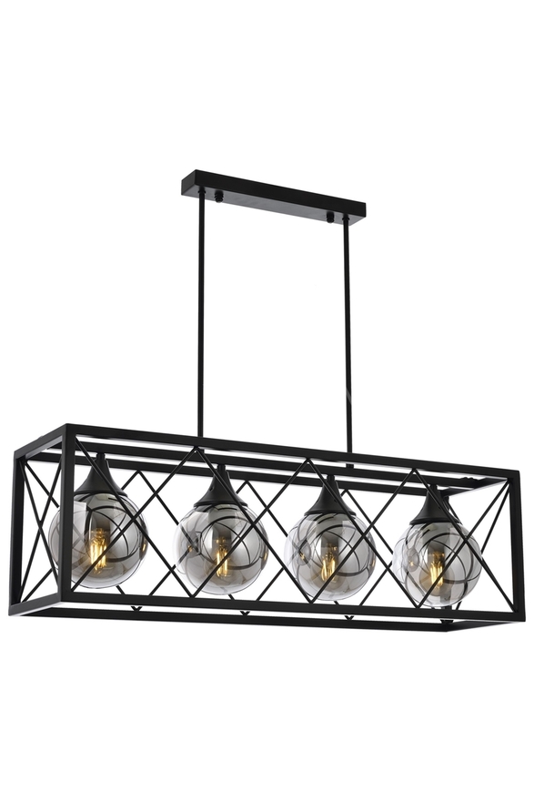 Luxury L-60127-4Y-BSY Black Boyalı Modern Chandelier E27 Metal Cam 80x25cm - 1