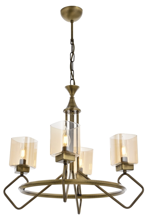 Luxury L-60135-4E Eskitme Kaplama Modern Chandelier E14 Metal Cam 60cm - 1