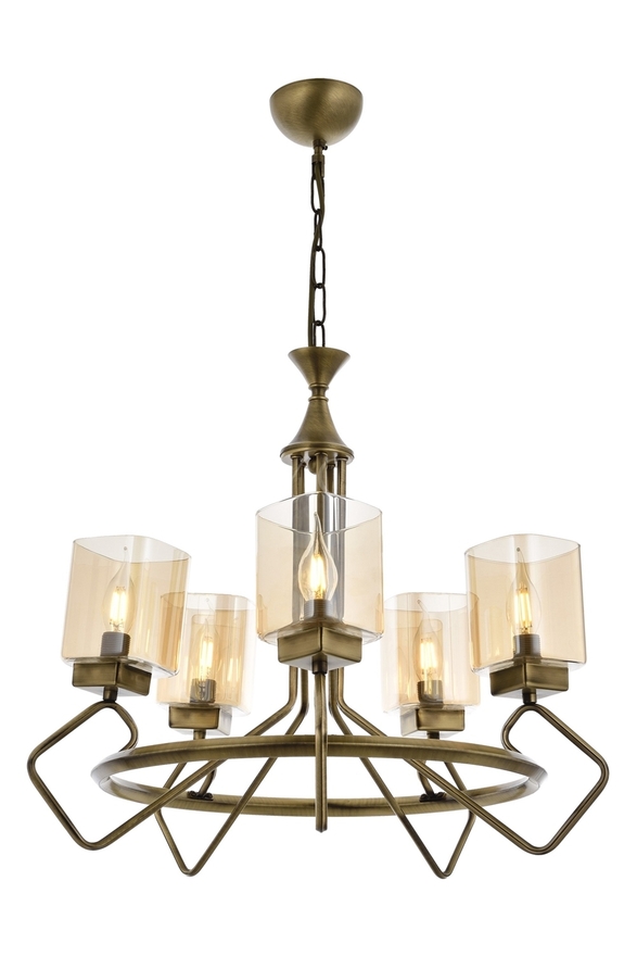 Luxury L-60135-5E Eskitme Kaplama Modern Chandelier E14 Metal Cam 60cm - 1