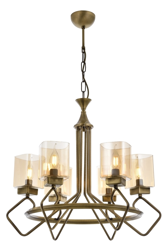 Luxury L-60135-6E Eskitme Kaplama Modern Chandelier E14 Metal Cam 60cm - 1