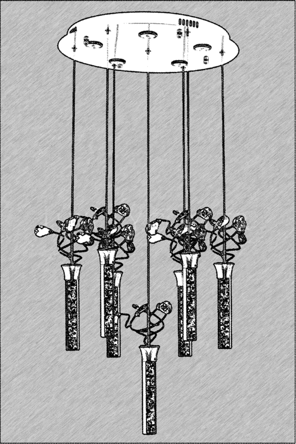 Luxury L-60148-7KT Krom Kaplama Modern Chandelier LED Metal Pleksi Cam 50cm - 2