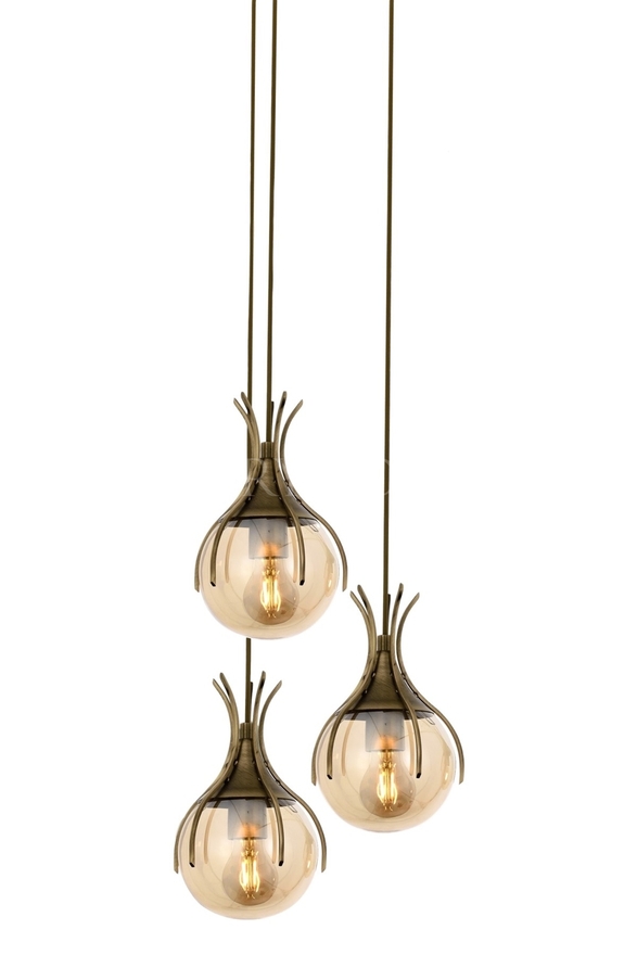 Luxury L-60161-3ET Eskitme Kaplama Modern Chandelier E27 Metal Cam 40cm - 1