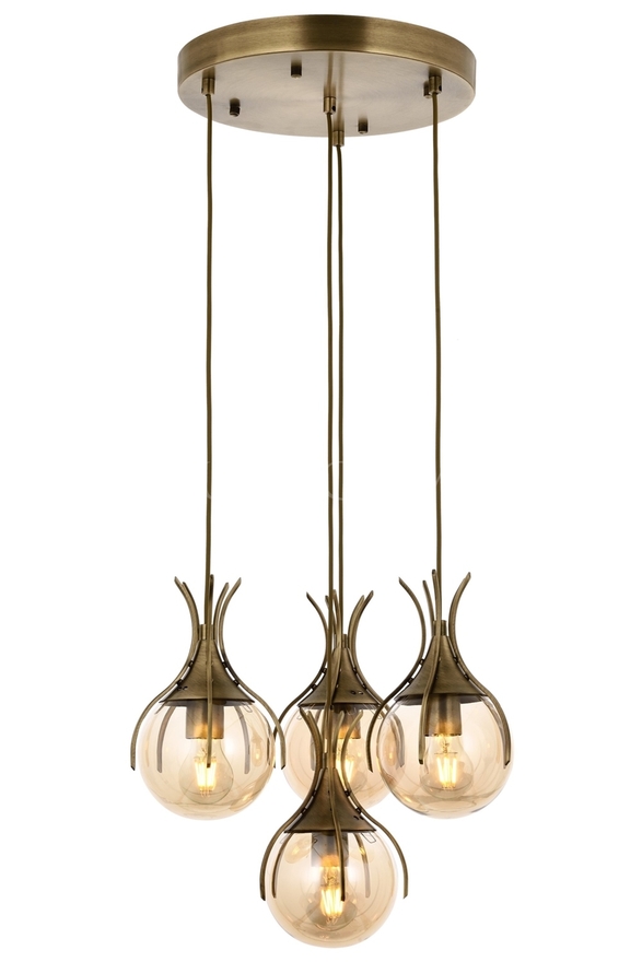 Luxury L-60161-4ET Eskitme Kaplama Modern Chandelier E27 Metal Cam 40cm - 1