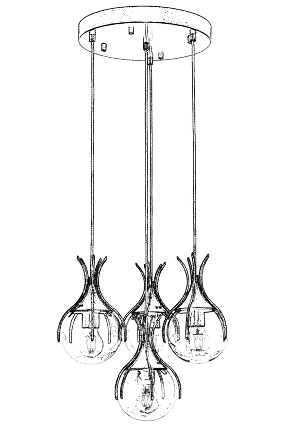 Luxury L-60161-4ET Eskitme Kaplama Modern Chandelier E27 Metal Cam 40cm - 5