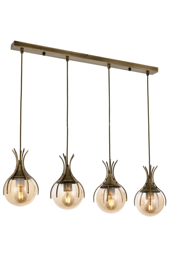 Luxury L-60161-4EY Eskitme Kaplama Modern Chandelier E27 Metal Cam 70x13cm - 1