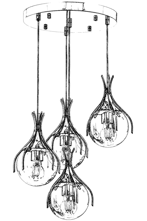 Luxury L-60161-4KT Krom Kaplama Modern Chandelier E27 Metal Cam 40cm - 3