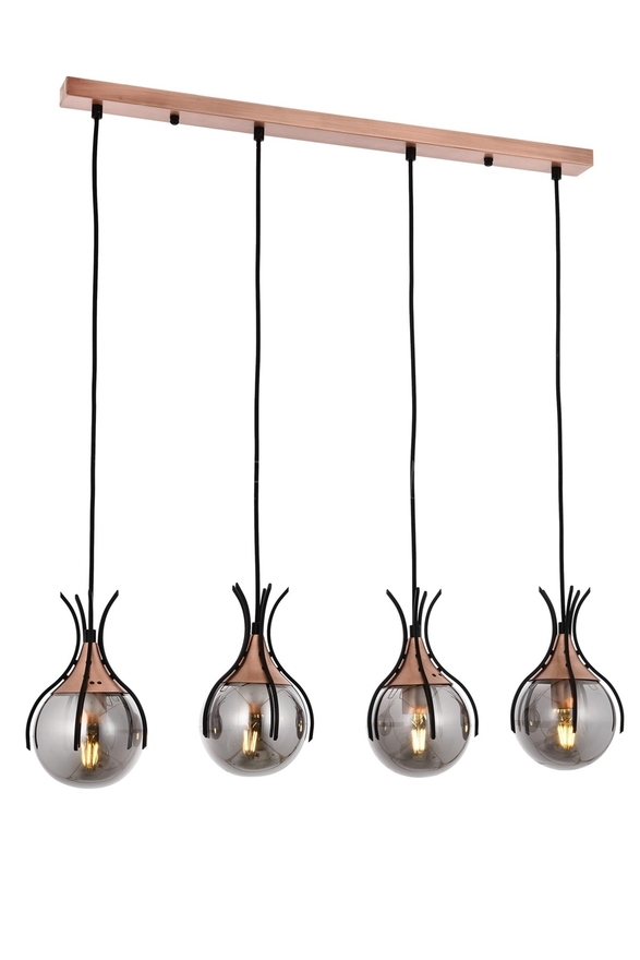 Luxury L-60161-4Y-BSY Black Boyalı Modern Chandelier E27 Metal Cam 70x13cm - 1