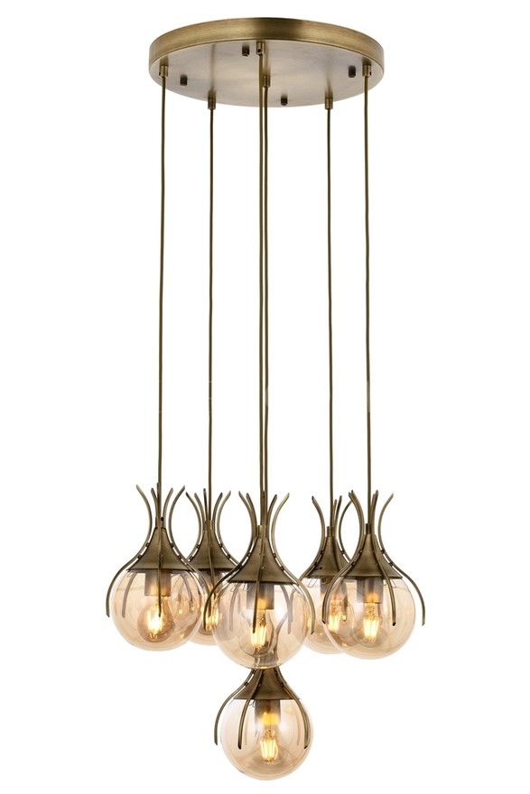 Luxury L-60161-6ET Eskitme Kaplama Modern Chandelier E27 Metal Cam 50cm - 1